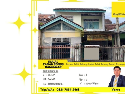 Dijual Rumah harga tanah saja di Teluk Betung Bandar Lampung