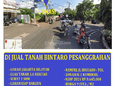 Jual Tanah 1.6 Hektar Bintaro Permai Pesanggrahan Jakarta Selatan