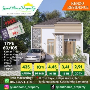 Dijual Rumah Perumahan Kenzo Residence Type 60/105 2KT 2KM - Bandar Lampung