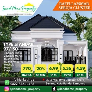 Dijual Rumah Raffli Ammar Saroja Cluster Type 97/150 - Bandar Lampung