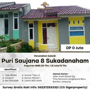 Dijual Rumah Subsidi Purisaujana 8, Free Pajak SHM - Bandar Lampung
