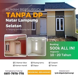 Dijual Rumah Tanpa DP Bersubsidi Di Natar Lampung Selatan LB 36m2 LT 72m2 - Lampung Selatan