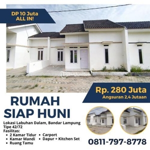 Dijual Rumah Tipe 42/72 Carport Dapur 2KT 1KM Perumahan Murah Anti Banjir DP Kecil - Bandar Lampung