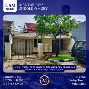 Jual Rumah Luas 200/270 Jalan Utama Manyar Jaya Harga Nego SHM Bebas Banjir - Surabaya