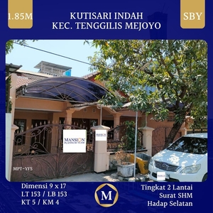 Jual Rumah Tipe 153 5KT 4KM Bekas Kutisari Indah Tenggilis Mejoyo Surabaya SHM Hadap Selatan - Surabaya