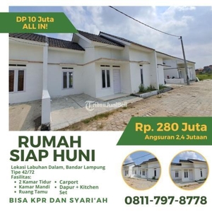 Jual Rumah Tipe 42/72 2KT 1KM Dapur Carport Perumahan DP Kecil Bisa KPR Dan Syariah Lokasi Strategis - Bandar Lampung