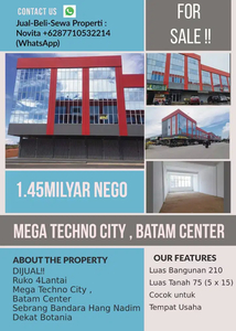 Ruko 4Lantai Mega Techno City , Batam Center