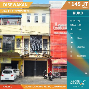 Disewakan Ruko 3 Lantai Bagus di Jalan Utama Suhat Lowokwaru Malang