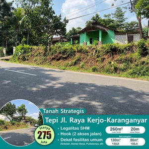 Tanah Pekarangan Setrategis Pinggir Jalan Raya Kerjo Karanganyar