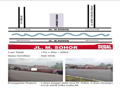 D jual tanah siap bangun d jl M.sohor lokasi strategis dan ramai