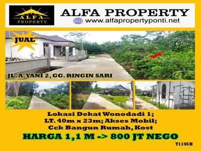Dijual Tanah Ahmad Yani II 40x23meter Bangun 6 Rumah Pontianak Kota