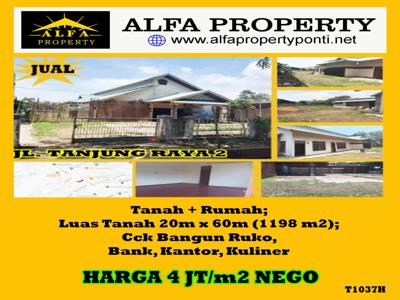 Dijual Tanah Tanjung Raya 2 Luas 20x60 meter plus Rumah Pontianak Kota