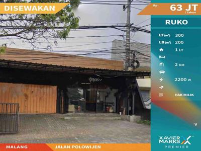 Disewakan Ruko Eks Cafe Full Perabotan Polowijen Malang Strategis