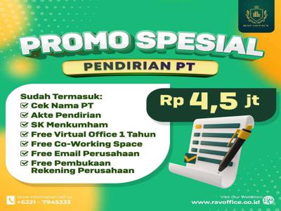 PROMO MENARIK! PAKET PENDIRIAN PT/CV BONUS VO 1TH