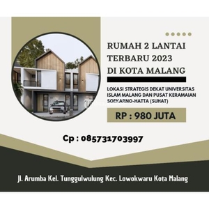 Dijual Rumah 2 Lantai Baru Lokasi Strategis Pinggir Jalan Tunggulwulung - Malang