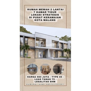 Dijual Rumah 2 Lantai Lokasi Dekat Rumah Sakit UMM - Malang Kota
