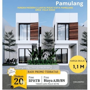 Dijual Rumah Modern Tropis 2 Lantai 3KT 2KM Pamulang Area Villa Dago - Bandung Kota