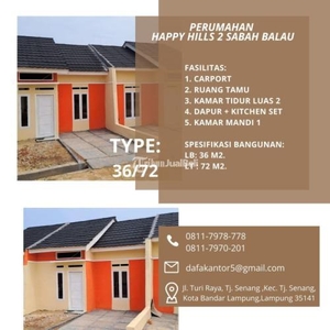 Dijual Rumah Type 36/7 2KT 1KM Perumahan Bersubsidi TANPA DP - Bandar Lampung