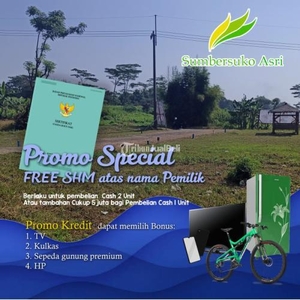 Dijual Tanah Kavling Villa Bonus Free SHM di Sumber Suko Asri - Pasuruan