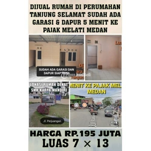 Jual Rumah Baru Subsidi Berdapur Garasi Daerah Tanjung Selamat 5 menit ke Pajak Melati - Medan